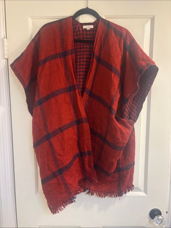 LOFT Other - LOFT Red and Black Plaid Shawl Cardigan. Reversable print